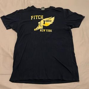 Navy blue Abercrombie t-shirt with yellow felt design